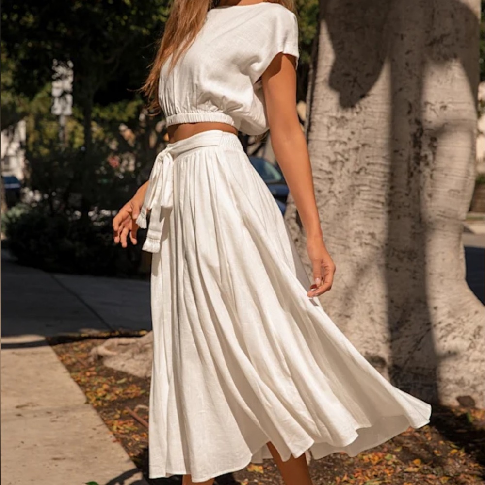 XS Two Piece Matching Set Linen Lulu's White Ivory Brings You Back Bridal Flowy